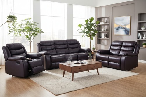 Roma brown leather recliner - leather, 3