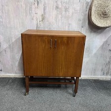 Vintage Retro Double Vinyl Record Cabinet On Wheels Shelf Under Record Dividers