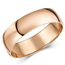9ct Rose Gold Wedding Ring 6mm Light Weight D Shaped Band Men's Ladies Ring