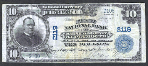 1902 national bank - $10, note