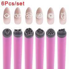 6Pcs Nail Art Stamp Pen Set, Flower & Butterfly Pattern DIY Transfer Kit Tool 
