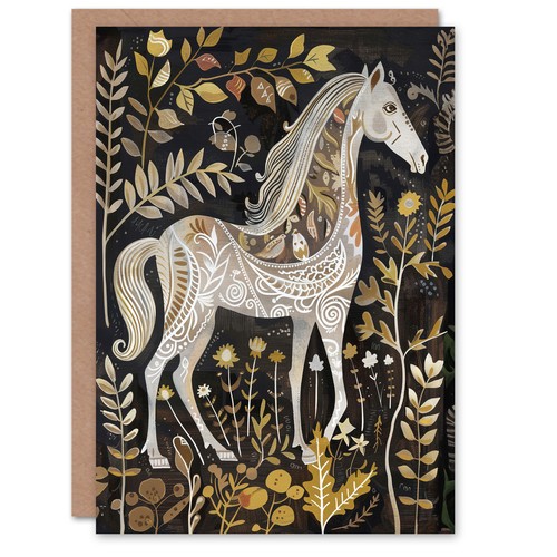Greeting card patterned - card, horse