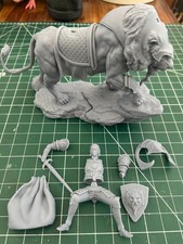 Very Large Fantasy Knight on a mailed over 9 inch Lion Resin model kit