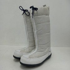 Lacoste Snug Stripe Snow Boots Womens UK 8 EU 42 White Blue Designer