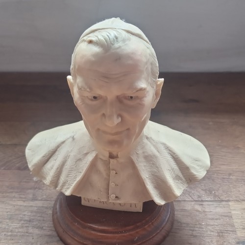 Alabaster bust pope john paul - bust,