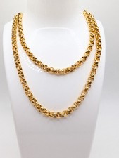 Vintage MONET Chunky Long Belcher Chain Triple Gold Plated 
