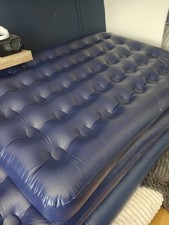 DELUXE DOUBLE INFLATABLE AIR BED COIL BEAM FLOCKED CONSTRUCTION MATTRESS CAMPING