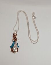 PETER RABBIT Inspired Large Charm NECKLACE 20 inch 2mm Snake Chain Easter Bunny