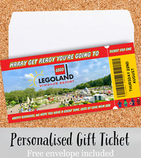 Personalised Surprise Legoland Windsor Ticket Birthday Present Gift Voucher