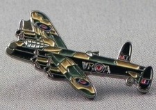 Lancaster Bomber pin badge. WWII RAF airplane Metal. Enamel.