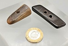 2 Vintage Horn? Antler? Toggles Buttons -5.5cm & 3.5cm approx - Sewing Crafts