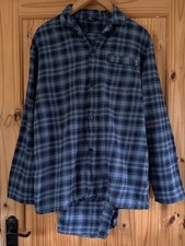 MARKS & SPENCER ! SIZE L ! BLUE MIX CHECKED PYJAMA SET ! 100% COTTON ! GC !