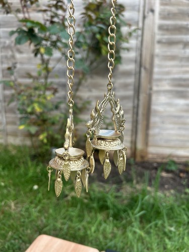 Pair brass hanging diya - brass,