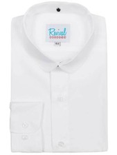 White Collarless Grandad Shirt with Detachable Club Collar