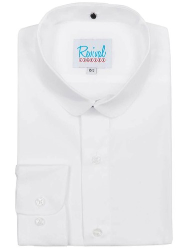 White collarless grandad shirt - white,