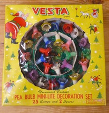 Set Vintage Vesta Mini-Lite Christmas Fairy Lights Original Box 1950s/60s