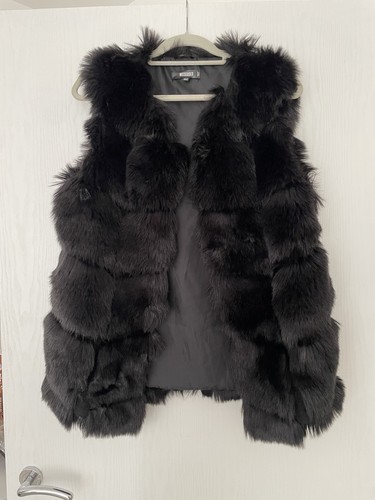 Faux fur black gilet - black, waistcoat