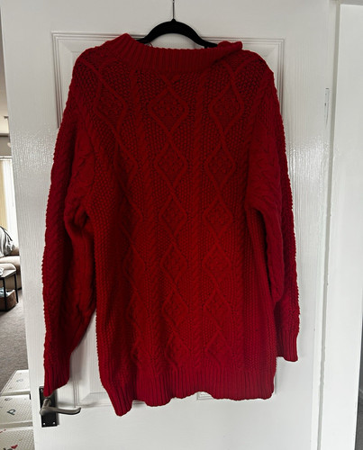Zara red cable knit - cable-knit, crew