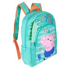George Pig Rucksack Kids Boys Bookbag Backpack School Bag Turquoise Striped Dino