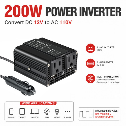 200w car power inverter - 200w, dc