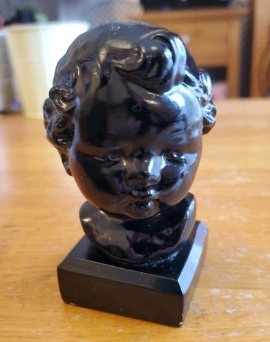 Vintage black painted plaster - painted,