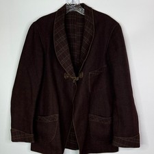 Vintage Edwardian 1920's Brown Wool Smoking Jacket