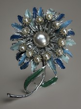 Vintage blue enamel - vintage, flower