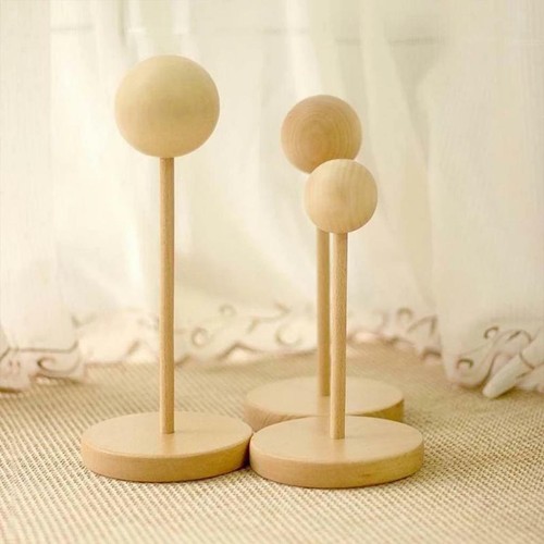 Wooden vintage style wig stand - style,