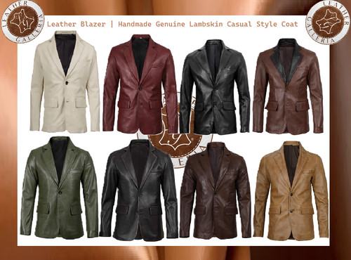 Mens leather blazer genuine - mens,