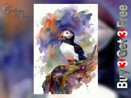 Puffin 5x7 print matte - print, on