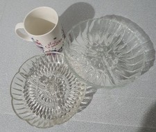 Vintage Glass 3 Section Divided Snack Serving Dish