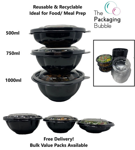 Black plastic salad bowls - black,