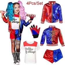 Kids Girl Costume Suicide Squad Harley Quinn Fancy Dress Cosplay Costume Outfit