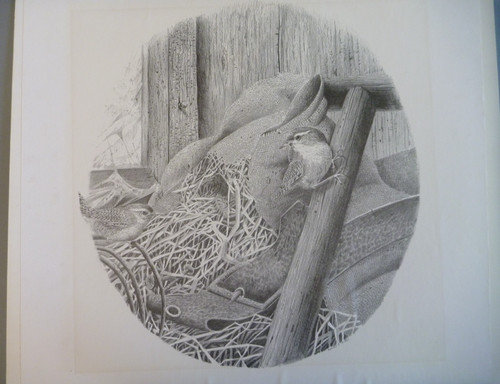 Wren bird print black - wren, &