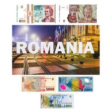 Set of Five Romanian Banknotes