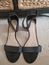 Ladies Peacocks Black Strappy Block Heels Shoes Sandals Size 6