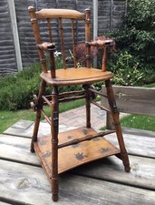 Old Antique 19th Century Wooden Miniature Childs Toy Doll Metamorphic Chair