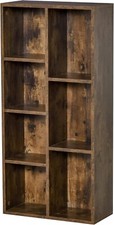 Rustic Brown Bookcase 7 Shelves Compartments Cubes Storage Industrial Display UK