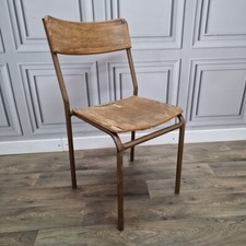 Retro Vintage Single Tubular Metal & Plywood Office Chair Desk Seat Industrial