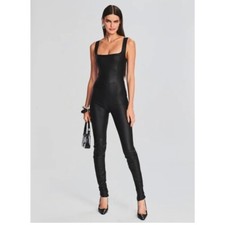 NWT SER.O.YA VIPER COATED DENIM CATSUIT Black Sz XS $398