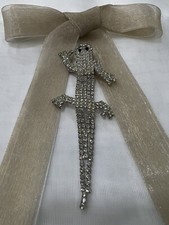 Crystal Pin (4” x 1.5”). Reptile. Gecko. Lizard. Made with Swarovski Crystal