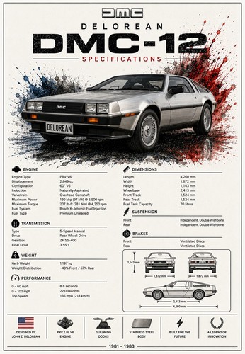 Delorean dmc specifications - delorean, dmc-12