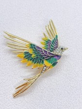 Elegant Colourful Bird Brooch