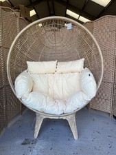 Cox & Cox Indoor Rattan Cocoon Chair On Floor Stand With Cushion