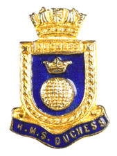 The Royal Navy Ship HMS Duchess Gilt Enamel Sweetheart Pin Brooch Badge