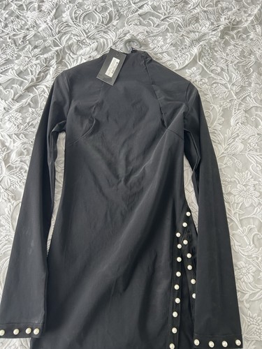 Black pearl detailed dress - black,
