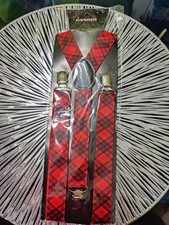 Suspender Strong Heavy Duty Clips braces suspender tartan 