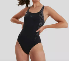 Speedo Women's Hyperboom Splice Muscleback Swimsuit Swimming Costume Black BNWT