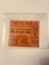 HARRINGAY ARENA GREEN LANES LONDON HORSE OF THE YEAR SHOW  8th OCT 1958 TICKET
