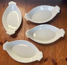 4 x Small Apilco Oval Gratin Individual Serving Dishes Size 8   White Porcelain 